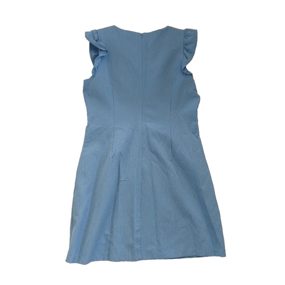 Jessica Howard Short Sleeve Sheath Dress Plus Size 18 Blue Stripe Ruffle Stretch - Picture 8 of 8